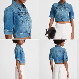 Madewell NWT Shrunken Denim Trucker Jacket in Hazeldell XXS Short Sleeve